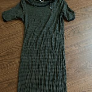 Green and black striped dress